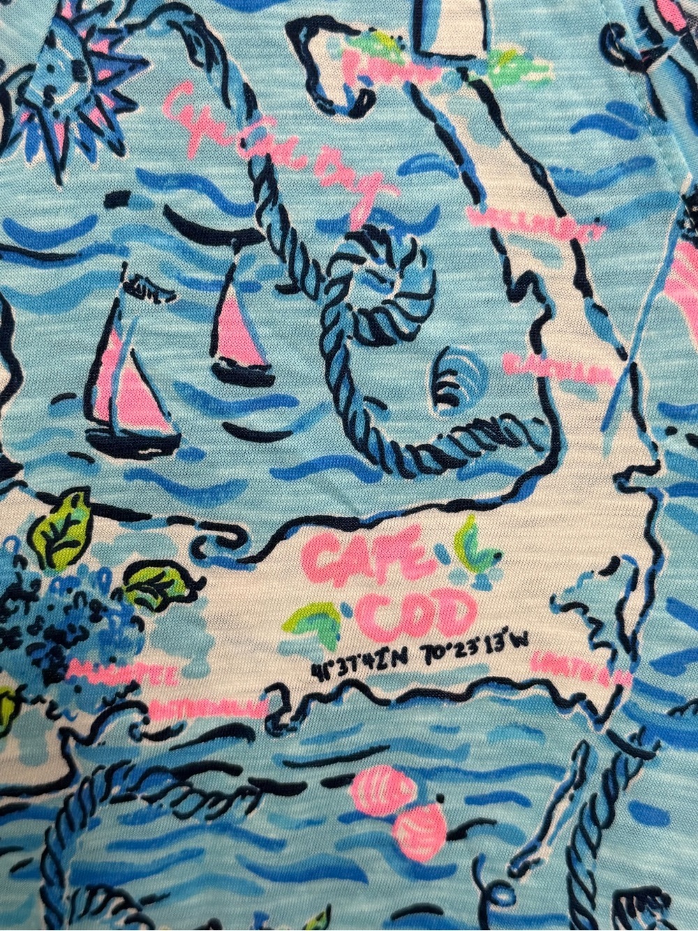 Lilly Pulitzer Etta V-Neck Top — Bali Blue Lilly Loves Cape Cod XS - Picture 8 of 10